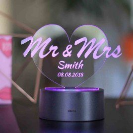 Mr & Mrs LED-lampa - med gravyr